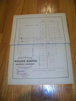 1867 Map Westfield Township Union County Jersey William Bartle J.  S.  Dunn