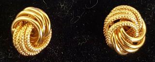 9 Carat Gold Vintage Art Deco Antique Knot Design Ear Stud Earrings B