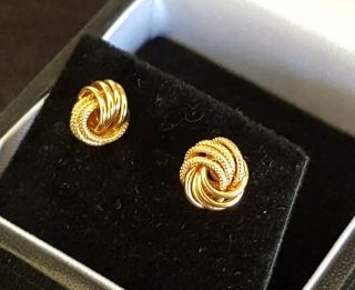9 carat gold vintage Art Deco antique knot design ear stud earrings B 2
