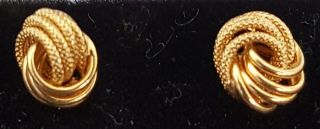 9 carat gold vintage Art Deco antique knot design ear stud earrings B 3
