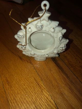 Lenox Christmas Tree Shaped Picture Frame Ornament Porcelain W/box 4 "