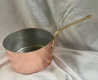 Vintage Lined Copper Pot Sauce Pan Made In Italy Easily Holds 1 1/2 Qts