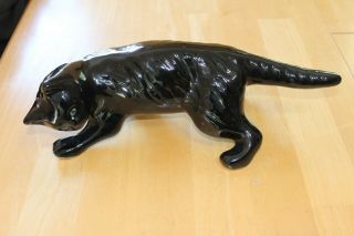 Vintage Camark Black Ceramic Wall Climbing Cat Kitten 16” Decor