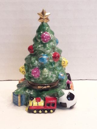 Limoges France Trinket Box Christmas Tree W/gifts Elda Creations