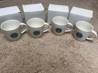 Set Of 4 Starbucks 2008 Bone China Siren Mermaid Logo 12oz Coffee Mug Cups