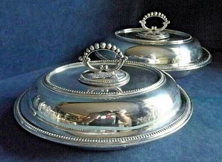 Good Pair Large 10 " Silver Plated Serving Dishes C1890 By Mark Wallis