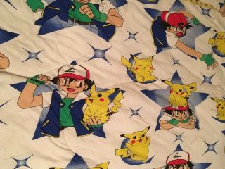 Vintage 1999 Nintendo Pokemon Twin Comforter Blanket Pikachu & Ash