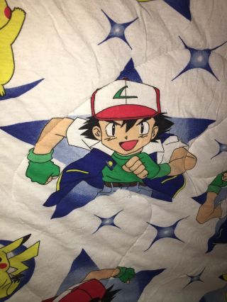 Vintage 1999 Nintendo Pokemon Twin Comforter Blanket Pikachu & ASH 3