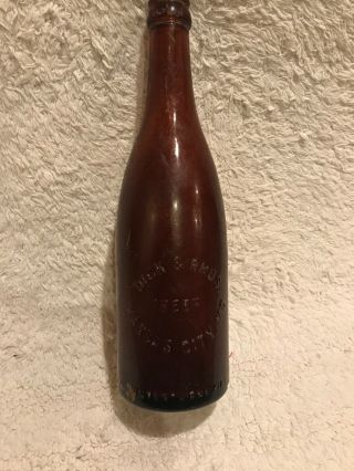 Antique Amber Beer Bottle Dick & Bros Brewery Kansas City Mo Quincy Il Rare