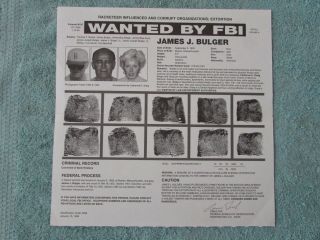 Fbi 1999 Wanted Poster For James Whitey Bulger Infamous Mob Hitman Killed Prison