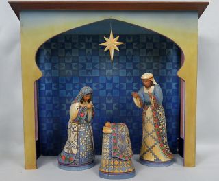 Jim Shore Large Blue Nativity Set,  Wise Men,  Shepherds,  Holy Family,  Creche,  Boxes 2