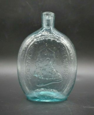 Washington Taylor Gi - 37 Dyottville Glassworks Pa Aqua Pint 7 3/4 " Flask Bottle