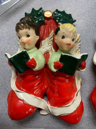 Vtg Sister Girl Angels in Christmas Stocking Wall Plaque 1 Is 2