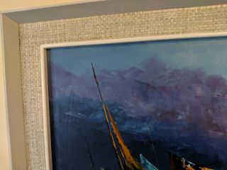 C.  CHAN CHINESE JUNK BOAT PAINTING Framed 16 