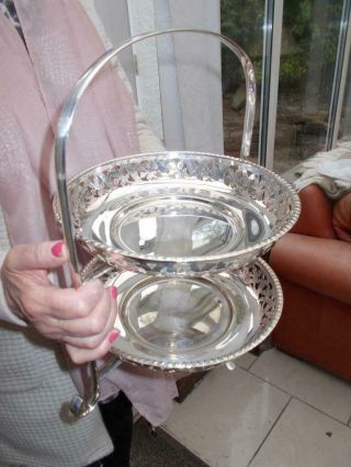 Unett Plate 1920s Silver Plate 2 Tier Cake Stand Pierced Plates