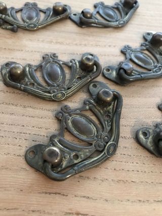 Antique Set Of 6 Brass Drawer Pull Handles Architectural Salvage 2