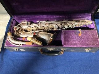 Vintage Buescher Elkhart In Tru - Tone Low Pitch Saxophone 173020 Pat.  Dec 8 1914
