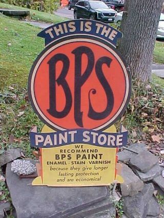 1930s Bps Paint Store Diecut Cardboard Advertising Easel Back Display Sign