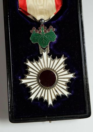 Sterling Japanese Order Of Rising Sun 6th Class Badge Japan Medal Enamel Silver