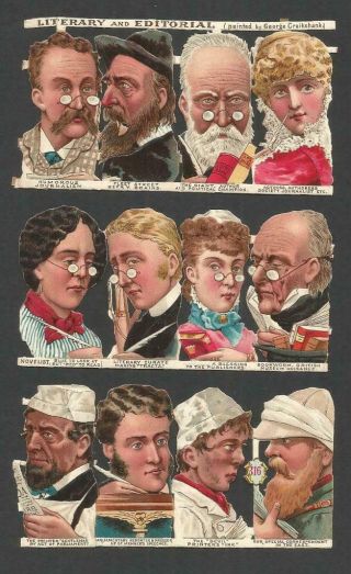 E18 - Literary & Editorial - Heads - Cruikshank - Tuck - Diecut Victorian Scraps