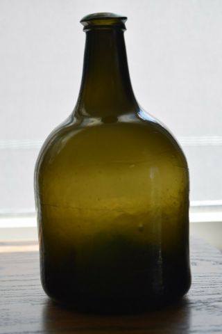 Wine Bottle,  Mid - 18th Century,  U.  S.  Or English,  Freeblown,  Pontil,  8 X 4 Inches
