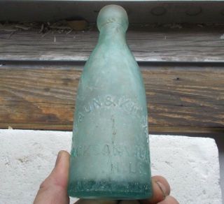 Jacksonville,  Il Braun & Killian 1870 Scarce True Blob Top Soda Bottle W.  Mcc&c0