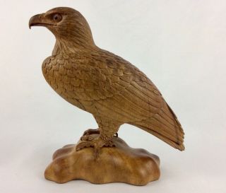 Bald Eagle Hand Carved From Mahogany Wood With Details As You See 2