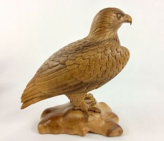Bald Eagle Hand Carved From Mahogany Wood With Details As You See 3