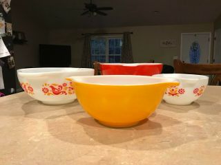 Vintage Pyrex Friendship Mixing Bowls Set 441 442 443 444 COMPLETE 4 2