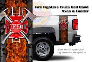 Fire Fighter Truck Bed Band Axes & Ladder Decal Sticker Graphics Wrap 15.  75 X 40