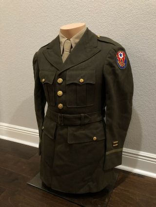 Pristine Ww2 Us Army Id’d Stamped Officer Uniform Coat Jacket Adsec Eto Sz 36 38