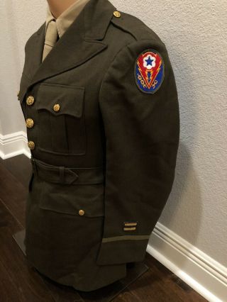 Pristine WW2 US Army ID’d Stamped Officer Uniform Coat Jacket ADSEC ETO Sz 36 38 2