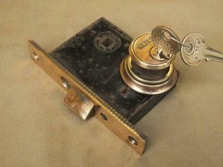 Quality Vintage Brass & Steel Mortise Door Lock By Yale Order 2 Keys