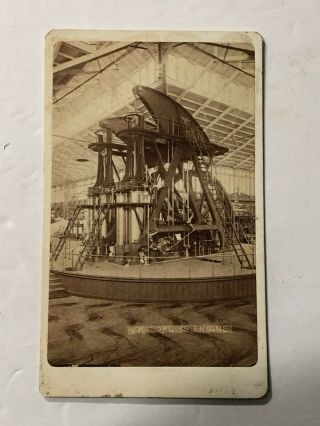 1876 Philadelphia International Exhibition Cdv Photo Of Corliss Steam Engine