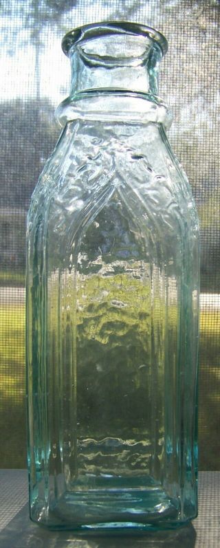 Cathedral Pickle Bottle Small Size 7.  5 " With Open Pontil Hand Blown Near