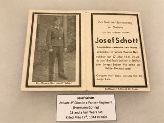 Ww2 German Death Card/picture - Hermann Göring Division - Full Uniform - Italy