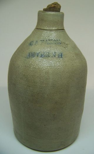 C A Faxon Dover Hampshire Nh Stamped On Shoulder 1/2 Gallon Crock Jug