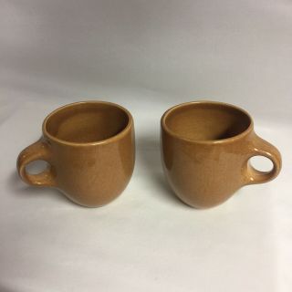 Vtg ‘50’s 2 Russel Wright Iroquois Coffee Mugs Ripe Apricot 3.  75” Tall Perf Cind 2