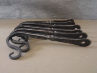 Old Forge Black Wrought Iron 5 " Square Wall Mount Hooks W/twist Set Of 8.