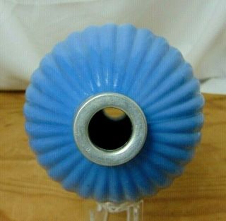 Antique Ribbed Blue Milk Glass Lightning Rod Ball Weathervane With End Caps 3