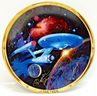 Vintage Star Trek Enterprise Collector Plate Signed By 4 Cast - Doohan,  (j - 6209)