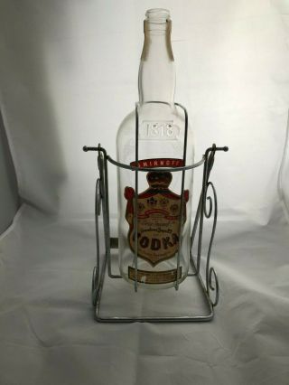1958 1/2 Gallon Glass Smirnoff Vodka Bottle Vintage Bar Tilt And Pour Display