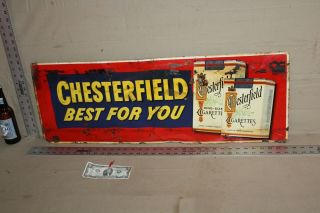 1950s Chesterfield Best For You Cigarettes Tobacco Embossed Metal Sign Gas Oil
