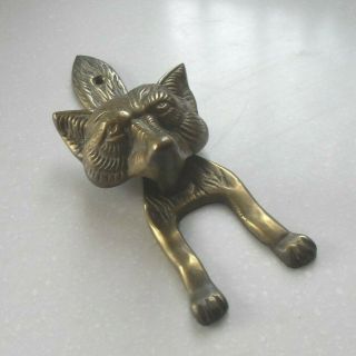 Vintage Large And Heavy Fox Solid Brass Door Knocker 9.  5 " In Length