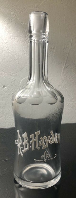 Pre - Pro San Francisco Enameled Old R.  B.  Hayden Back Bar Bottle Kentucky Whiskey