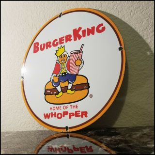 Vintage Burger King Porcelain Whopper Hamburgers Food Soda Beverage Cola Sign