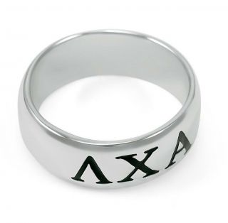 Lambda Chi Alpha men ' sterling silver wide - band ring with black enamel, 2