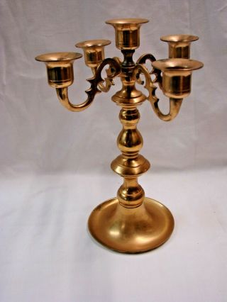Vintage Decorative Brass Candelabra / 5 Stick Candle Holder Made In Japan
