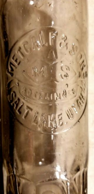 Utah Hutchinson Bottle Metcalf & Sons M S Salt Lake City,  Utah Ut Old Rare Mug
