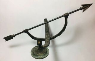 Vintage Flora & Fauna Bronze Or Brass Armillary Compass Sundial W/ Patina
